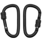 Carabiner, screw lock, D 6mm x 6cm, pack of 2, black