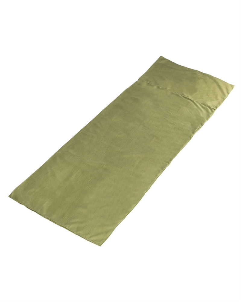 Sleeping bag liner in olive including transport bag