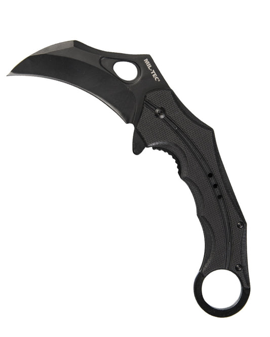 סכין יד אחת Karambit G10 עם תפס חגורה שחור