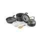 Premium cooking set with cutlery set - pot, pan, bowls, spoons with 4 in 1 pocket knife cutlery