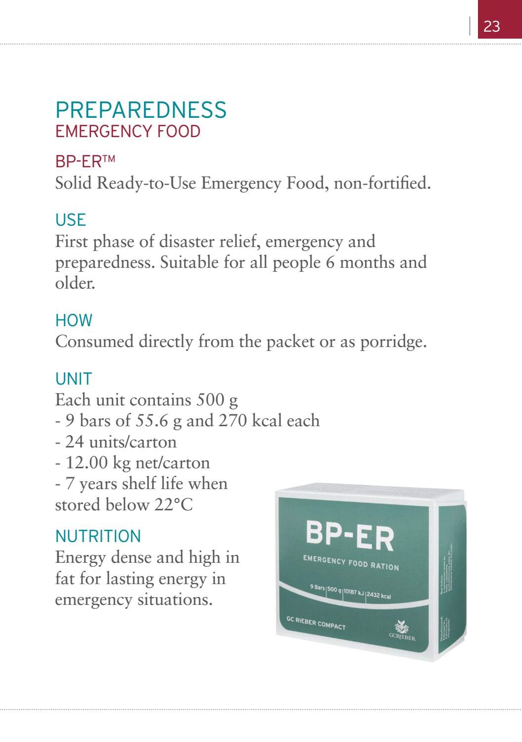 מנת חירום BP-ER 14 ימים כ-35,000 קק"ל - מזון חירום קומפקטי, עמיד, קל BP-ER