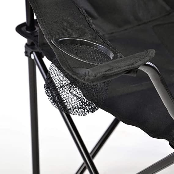 Nexos set of 2 fishing chairs, folding chairs, camping chairs, folding chairs with armrests and cup holders, practical, robust, light black
