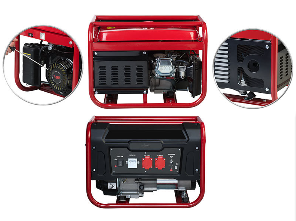 portable power generator - emergency generator with petrol - 2200Watt - 2 x 230V - 15L petrol tank - emergency provision - emergency generator