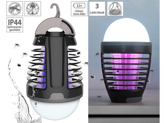 2 ב-1: קוטל חרקים ופנס ניתן לעמעום - הגנה מפני חרקים - אור/מנורה/פנס - חיבור סוללה/USB - אור חירום - מנורת חרקים - אור קמפינג - חשמלי - הגנה לשעת חירום