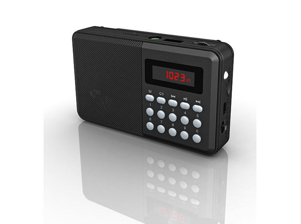 Radio/emergency radio - antenna radio - Bluetooth function - speaker box - music box - emergency radio - emergency reception - MP3 player - USB, microSD - battery - antenna - mini radio - camping radio/camping box