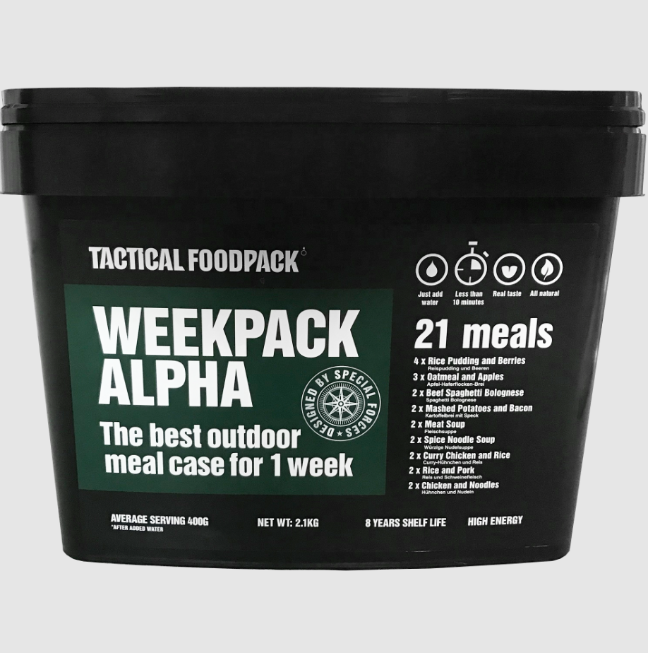 Tactical Foodpack פרימיום מארז שבועי - אלפא - 2080 גרם - 21 ארוחות