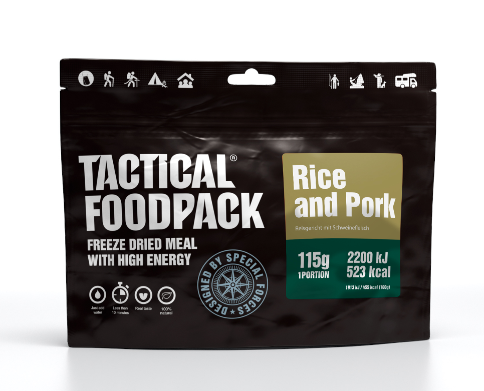 Rice dish with pork - 115 grams - main course/entree - meal - emergency ration/emergency food - emergency ration/emergency food - emergency pack/meal pack - food ration - survival ration - survival food - nutrients/nutrition