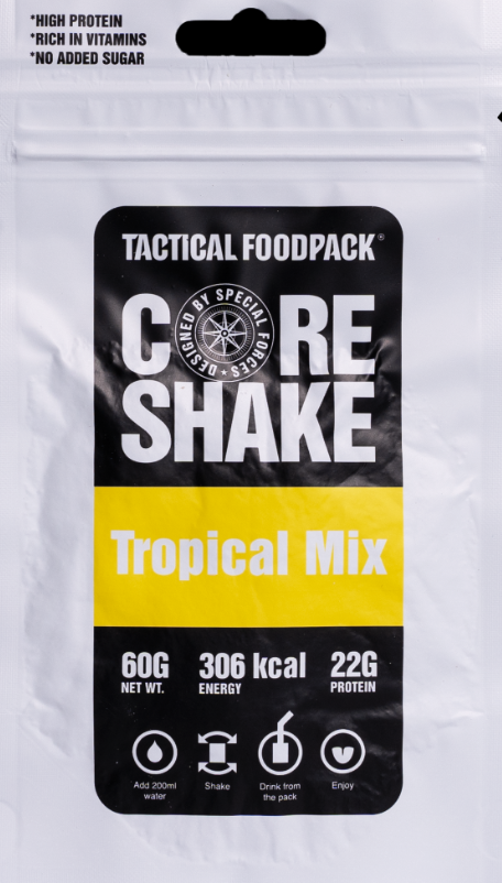 Core Shake Tropical Mix - משקה קל - מנת חירום - מנת מזון - משקה חירום - אספקת חירום - חבילת חירום/מארז מזון - מנת מזון - מנת הישרדות - מזון הישרדות - חומרים מזינים/מזון משקה אנרגיה -
