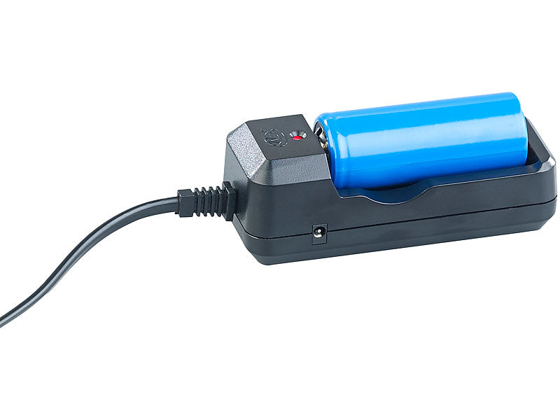 LED flashlight with battery and charger
